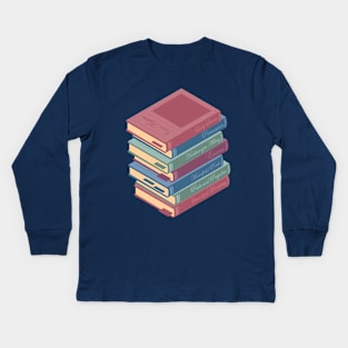 Jane Austen novels pile of books Kids Long Sleeve T-Shirt